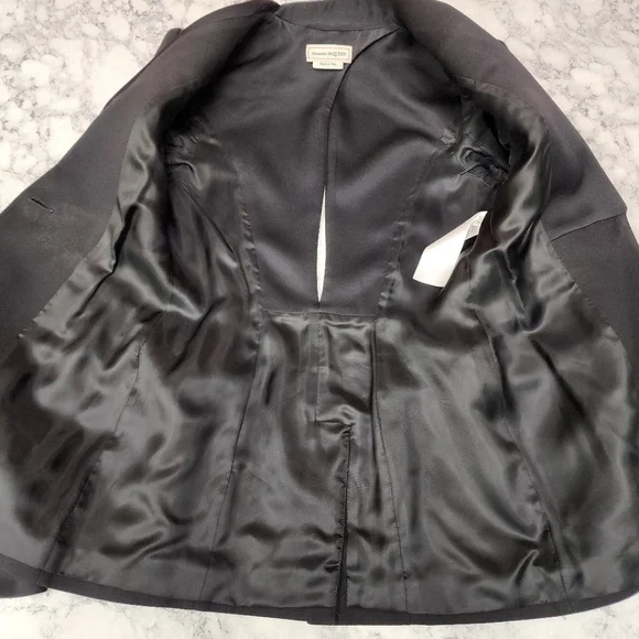 Alexander McQueen Single Breasted Blazer Silk Detailing
